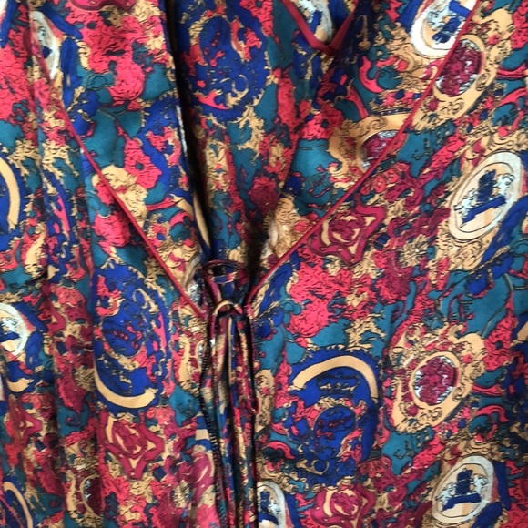 Vintage Satin 3/4 Length Floral Loungewear Robe and Night Gown. Size M/L 2 piece - Picture 7 of 9